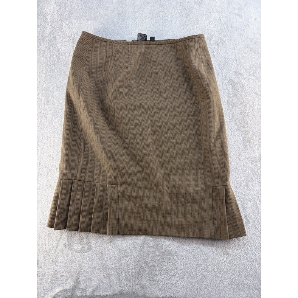 Kasper Midi Skirt Womens 12 Brown Pleated Preppy Career School